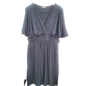 Kiyonna Sparkle Crystal Cove Cocktail Dress Black Drape Sleeves